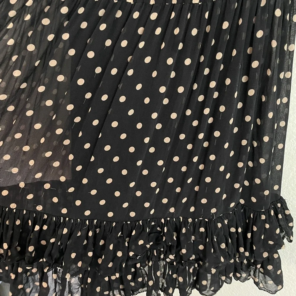 NICHOLAS Black‎ Polka Dot Chiffon Ruffle Mini Dress 0